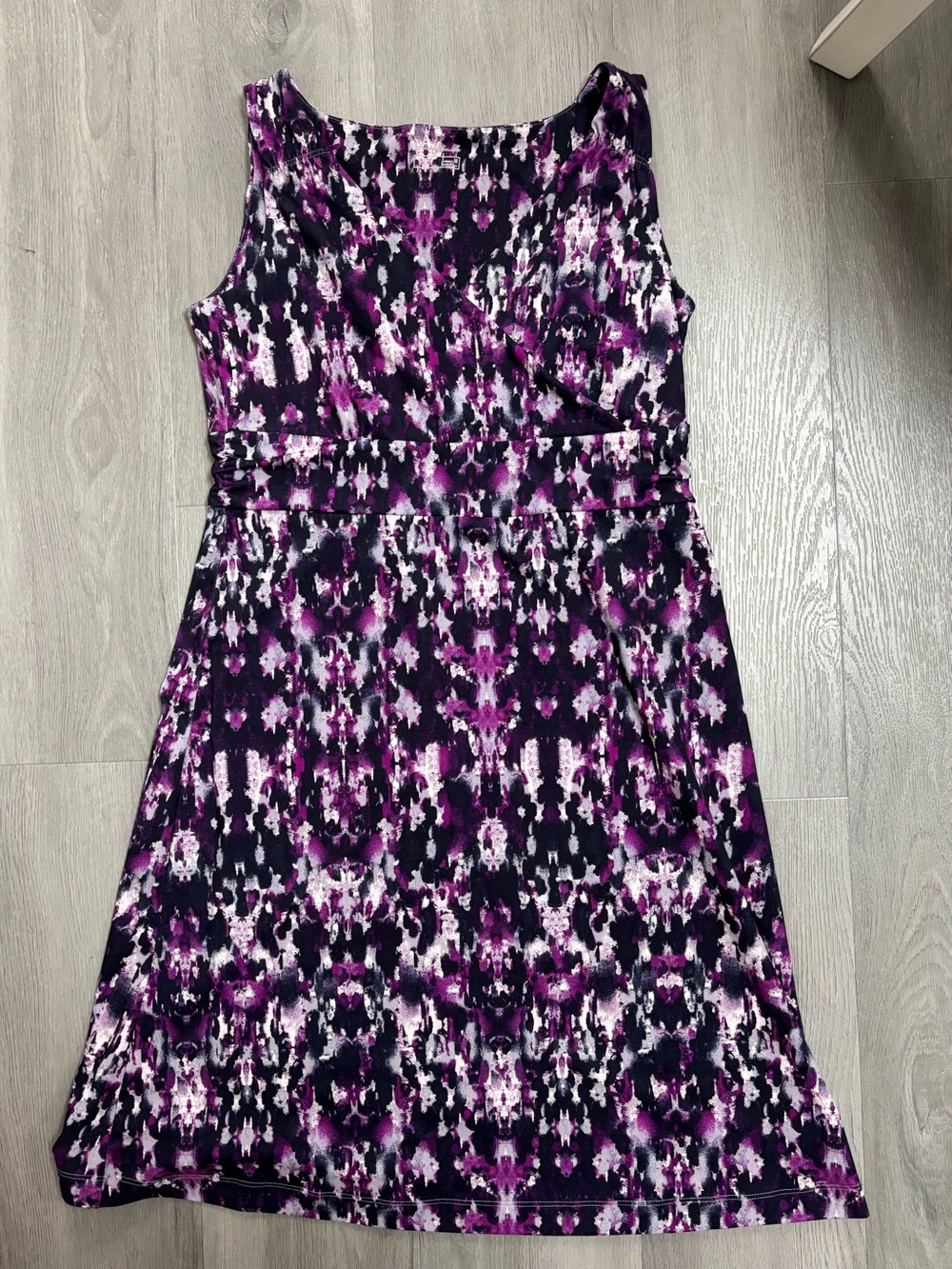 Eddie Bauer Purple Patterned Sleeveless Midi Dress